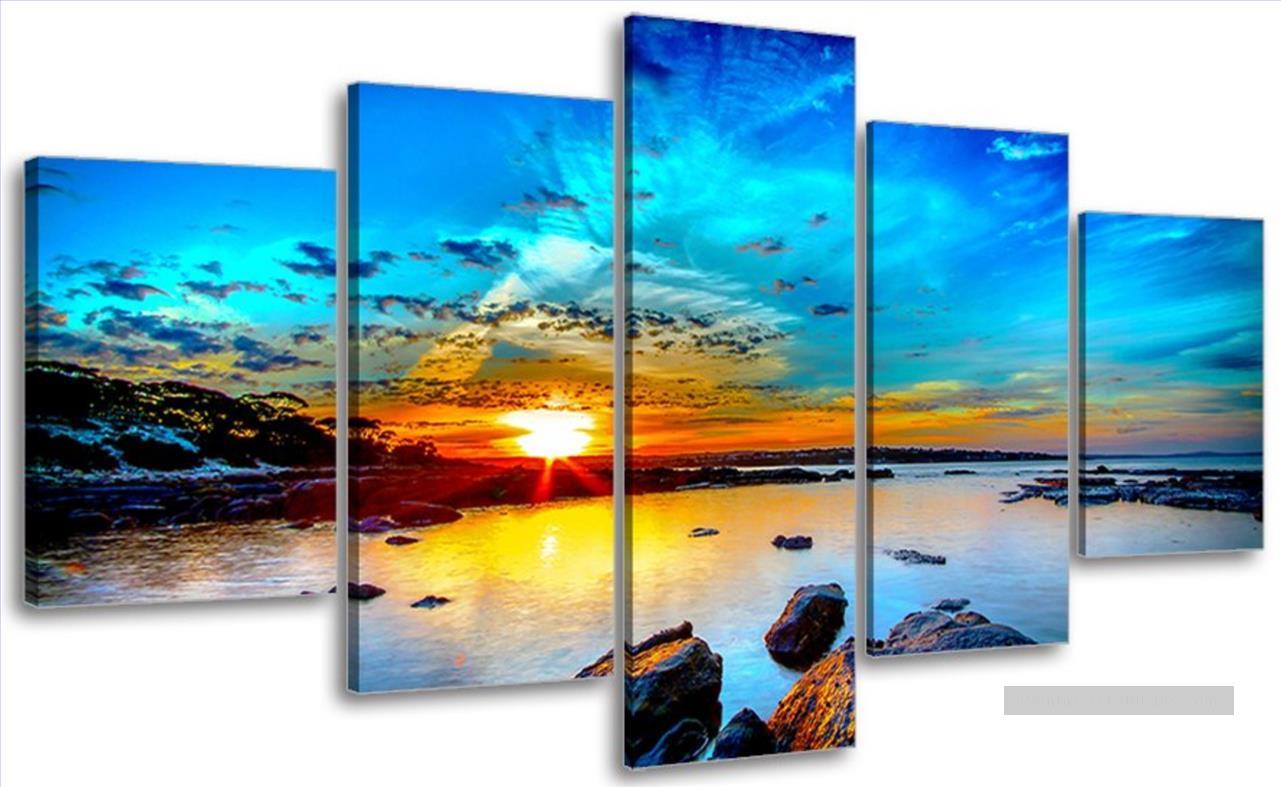 paysage marin du coucher du soleil dans les panneaux Peintures à l'huile